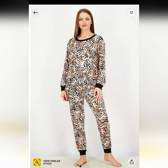 Anne Klein Other - Anne Klein 2 PC. Animal Print Pajama Set Jogger Long Sleeve Top Size XL NWT